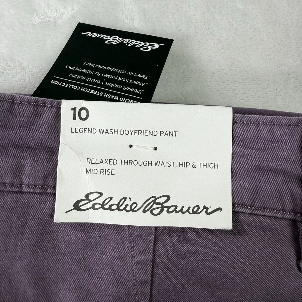 Eddie Bauer Pants Womens 10 Legend Wash Boyfriend Purple Mid Rise Relaxed NWT - Picture 4 of 12